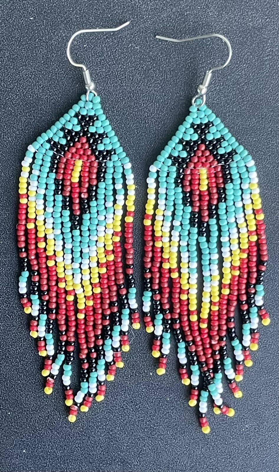 Boho Native American Tribal Seed Bead Fringe Tassel Long Earrings
