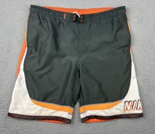 VTG Nike Board Shorts Men's Large Orange Gray Swim Trunks Mesh Lined Spell Out