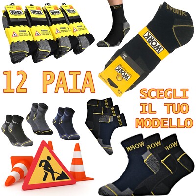 6 Paia Di Calze Da Lavoro Rinforzate Su Punta E Tallone Corto