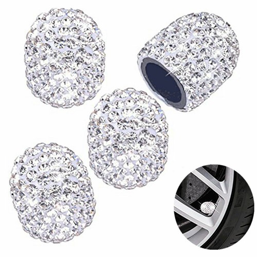  4× Bling Diamonds Car Tire Air Valve Stem Dust Cap Cover Wheel Rims Accessories