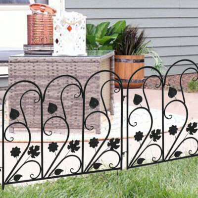 5pcs Metall Gartenzaun Beetumrandung Dekozaun Gartenpalisade Barriere für Hunde 