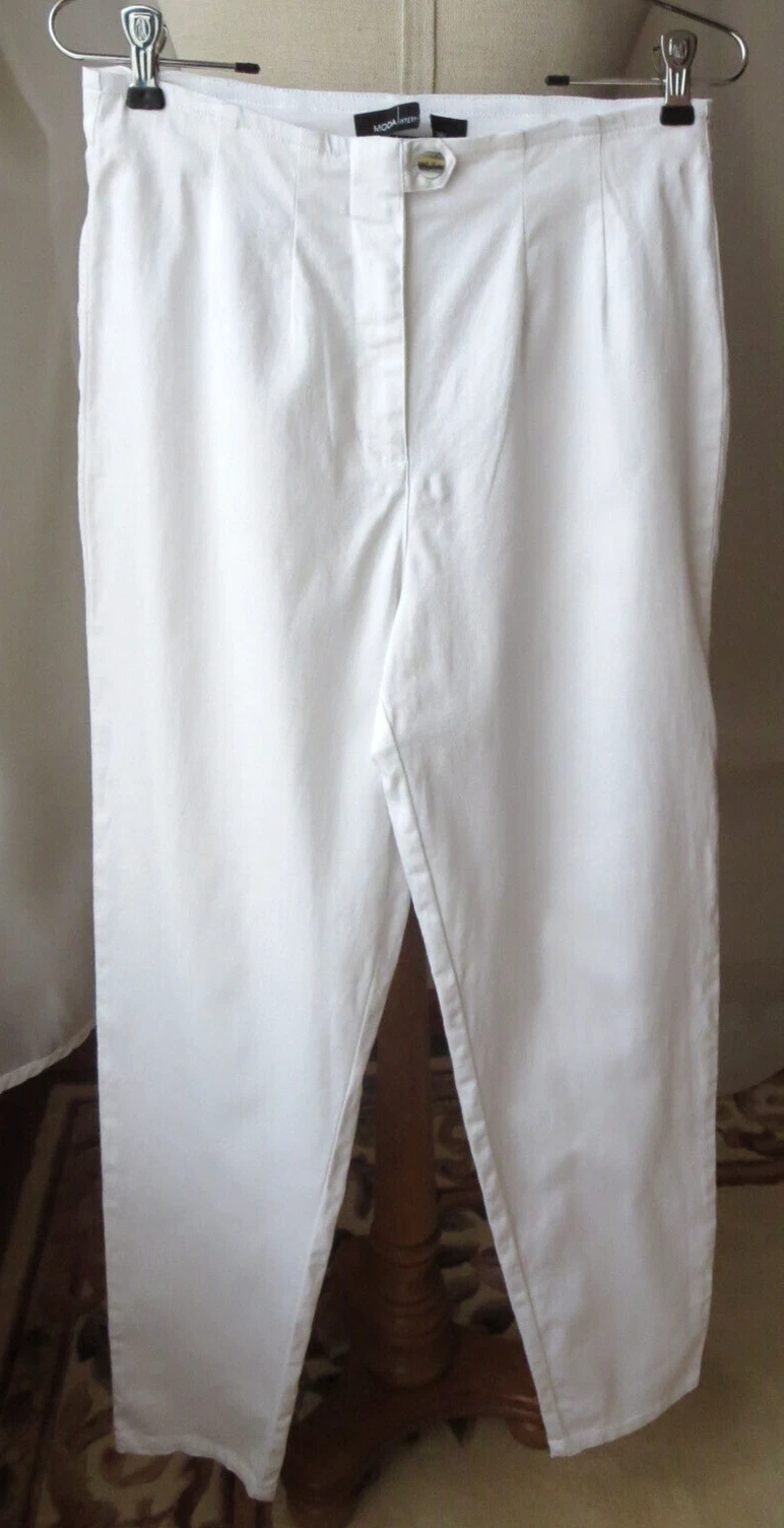 MODA INTERNATIONAL PANTS WOMEN'S WHITE 96% COTTON NO POCKETS SZ 10