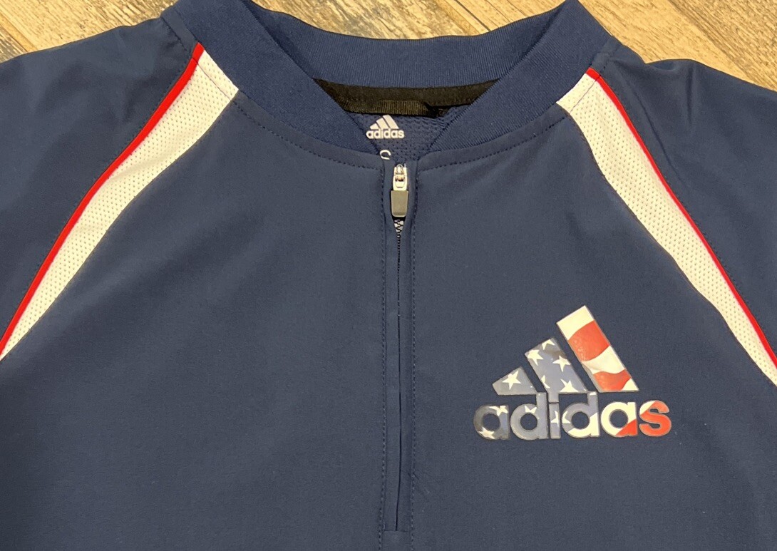 ADIDAS 1/4 Zip Batting Jacket Mens Shirt Triple Stripe