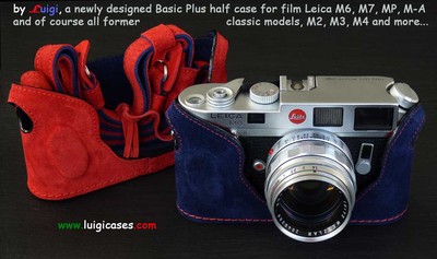 LUIGI BLUE & RED CASE for LEICA M2-M3-M4-M6-M7-MP,LINED STRAP+DHL/UPS INCLUDED