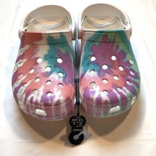 Crocs Classic Tie Dye Graphic Slip On Clogs Shoes Mens 6 Womens 8 Colorful NWT