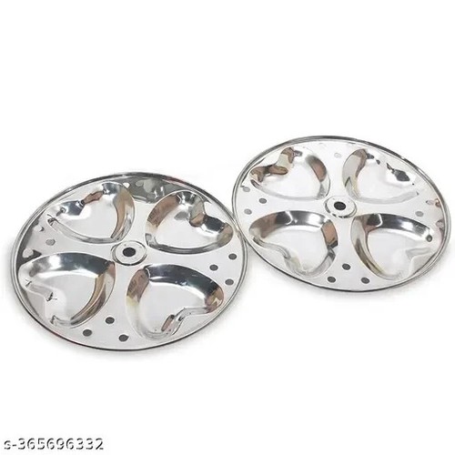 @ Mini IDLI Idiyappam Stainless Steel Plate Set Heart Shape 4 Plates - 第 1/5 張圖片