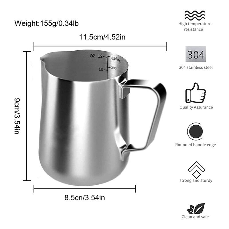 Milk Frothing Jug 350Ml Milk Jug Stainless Steel Milk Jug Frothing Pitcher Mp eBay