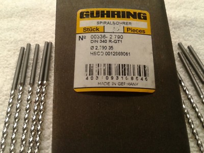Guhring Spiralbohrer 336 Series , 2.790 MM HSCO Drill Bits ( pkg of 10)