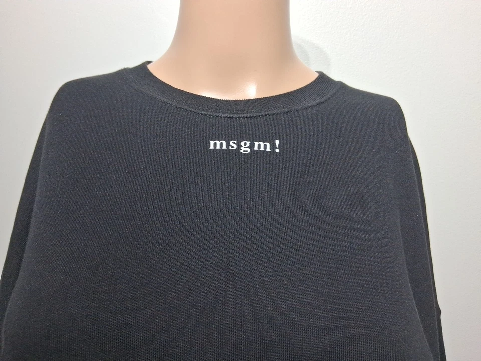 MSGM Women's Black Sweatshirt Dress Long Sleeve Front Logo Size XS - Image 2 of 4