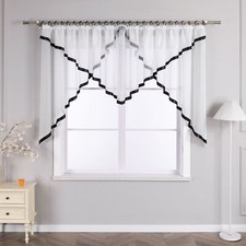 Transparente Gardinen mit Kräuselband Satinband Voile Vorhang Kuvertstore Weiß