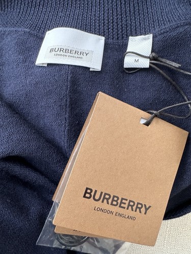 Burberry Dornoch Wool Navy Elbow Patch Cardigan Sweater Medium RRP £620 NWT - Picture 8 of 14
