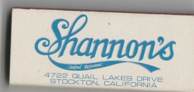 Vtg Strike on Match Box with local ad & sticks ~ Shannon's Seafood Restaurant