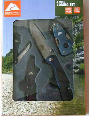 Ozark Trail 4 Piece Combo Knife Set: 2 Knifes + Tool + Key Chain Mint In Box