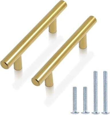 Karobild - Probrico 5-teilig Gold Edelstahl Küchenschrank T-Bar Griff Fell