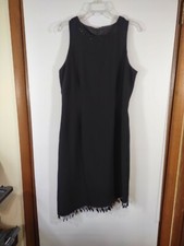 The Little Black Dress Evening Wear by Studio 1, Size 8, Solid, Beaded Hem