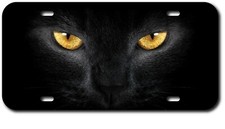 Yellow Eyes Black Cat Vehicle Plastic License Plate Front Auto Us Made Car Truck