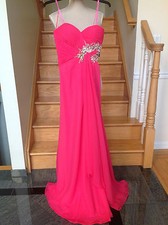 FAVIANA 7302 Prom WATERMELLON IVORY Gown Sizes 0 2