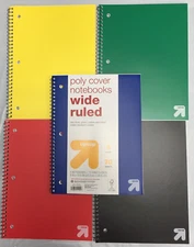 Up & Up 5 Pack WIDE Ruled Poly Cover Notebooks 70 Sheets Ea.