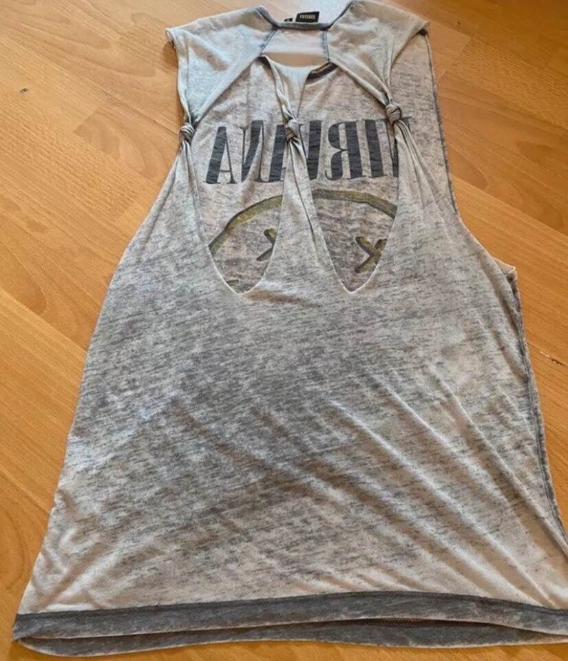 Nirvana Vest Top Women Rock Grunge Band Shirt Ladies Sz 10 Kurt Cobain