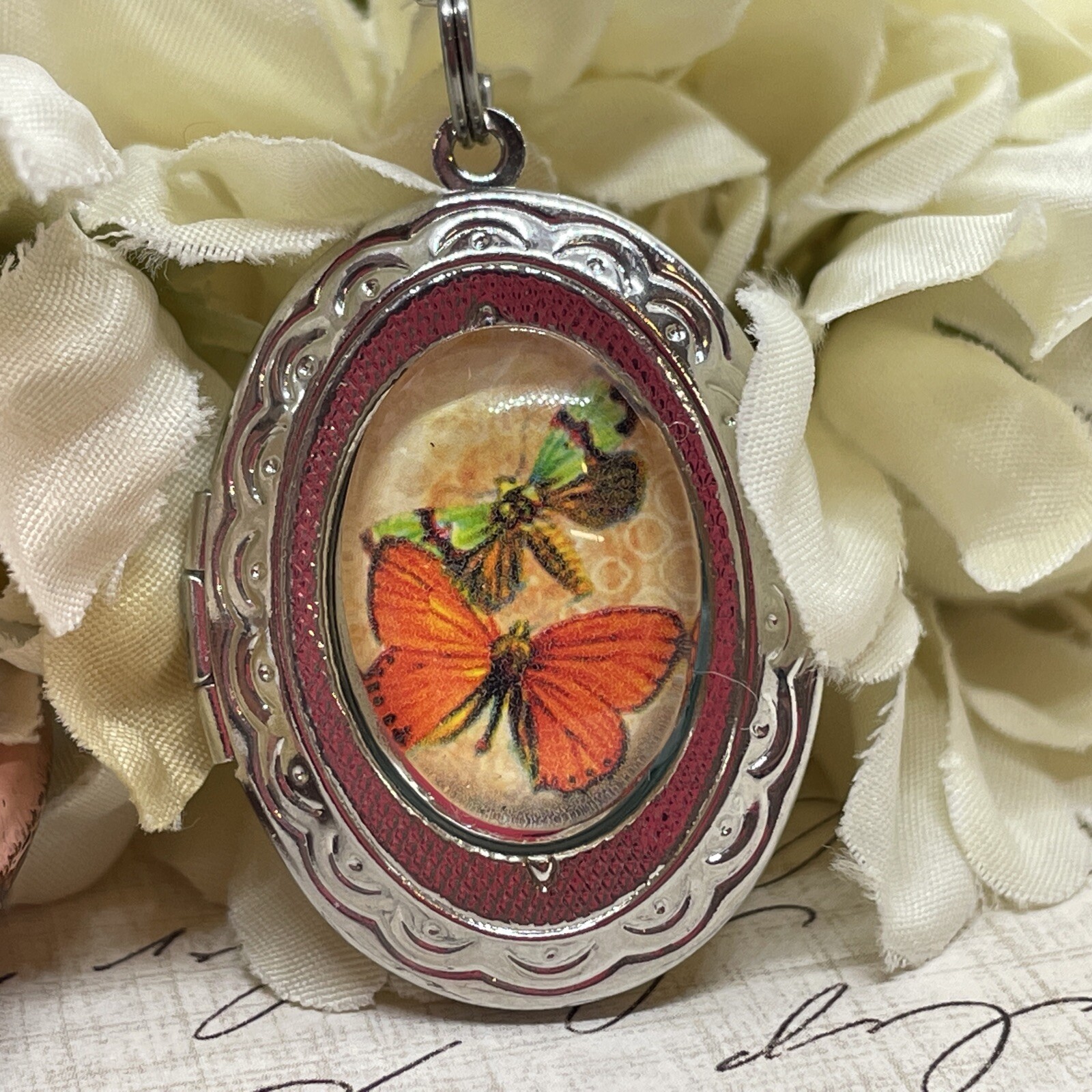 Silver Dragonfly Butterfly Mother’s Day Locket Necklace Pendant Unique Wedding