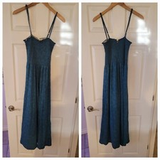 Roxy Jumpsuit Small Straight Smocked Straight Leg Ditzy Floral Beachy Boho