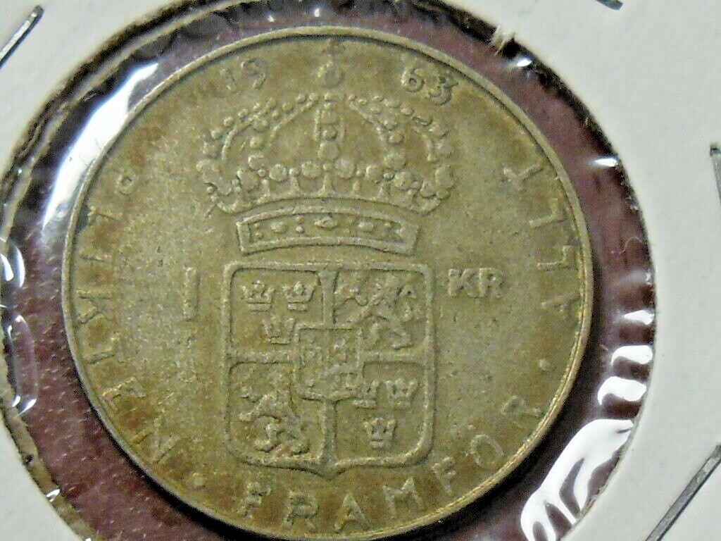 1963-U Swedish One (1) Krona Silver 