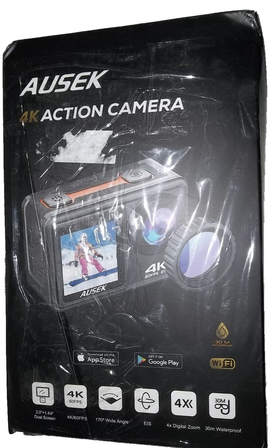 AUSEK 4K 60FPS Action Camera with Wide Angle, Dual Screen & 4x Digital Zoom-image