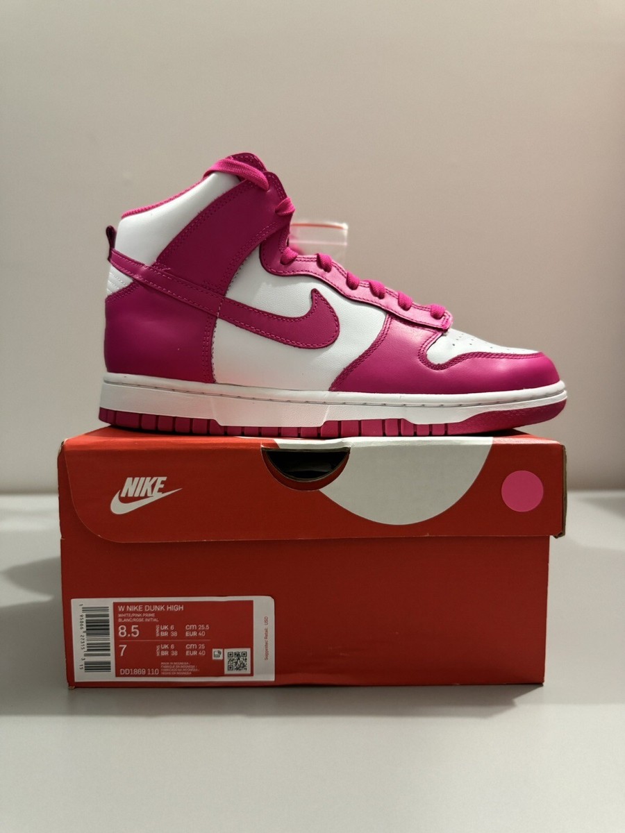 Nike Dunk High Pink Prime and White Women's Size 8.5 US Brand New