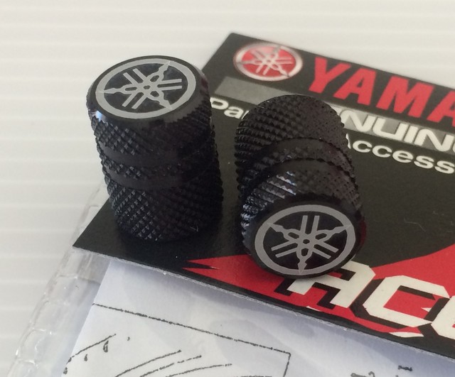 Yamaha Genuine Wheel Valve Dust Cap Set of Two Black Knurled Finish for