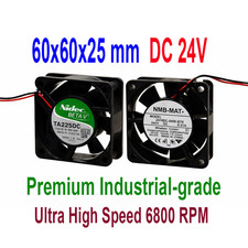 60x60x25mm 24V 6800RPM Ultra High Speed Industrial Fan Ball Bearing NMB or Nidec