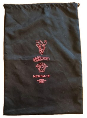 Authentic Versace Chain Reaction Black Drawstring Dust Bag Storage Cover  13x19 