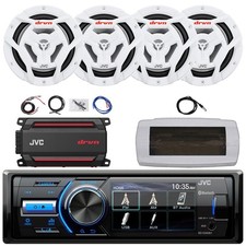 JVC Single-DIN Marine Receiver, 4x 6.5" 150W Max Speakers, 4-Channel Amplifier