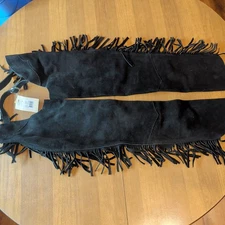 Tough 1 Western Chaps Adult Contour Suede Fringed Adjustable 63-88