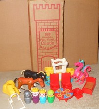 Vintage 1970s Fisher-Price Little People Castle Accessory Set w/Box Dragon 993