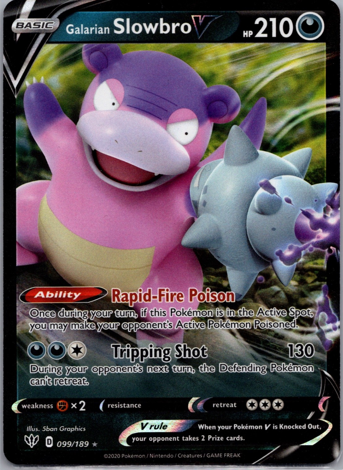 Galarian Slowbro V Ultra Rare SWSH03: Darkness Ablaze 099/189 NM