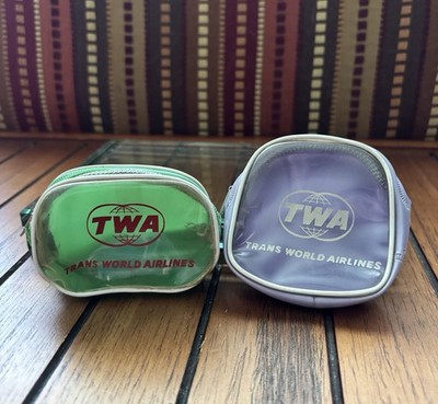 Two Vintage TWA Airline Coin Bag/Barbie Luggage Travel Case Pre-owned