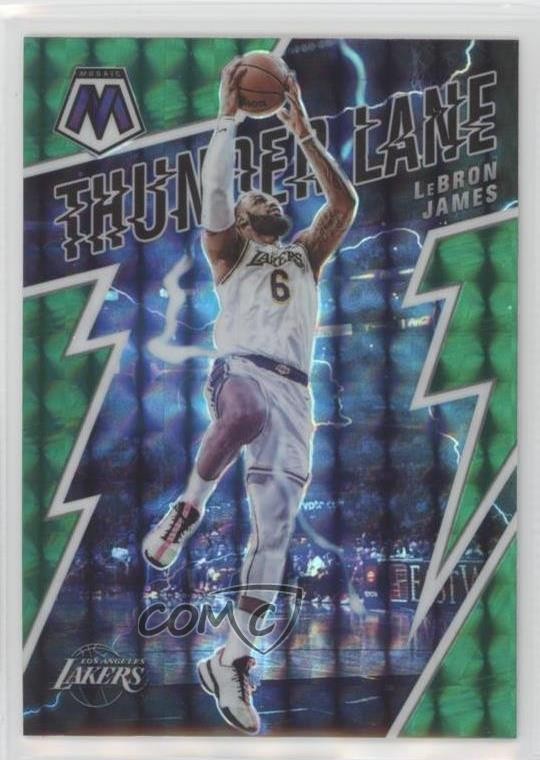 2021-22 Panini Mosaic Thunder Lane Green Mosaic Prizm LeBron James #6 0t30