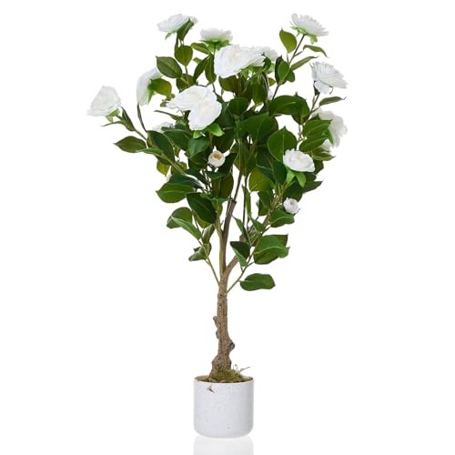 KüNstlicher Kamelienbaum 75-120 Cm Mit 16-24 BlüTen, Kunstpflanze Im Topf-image