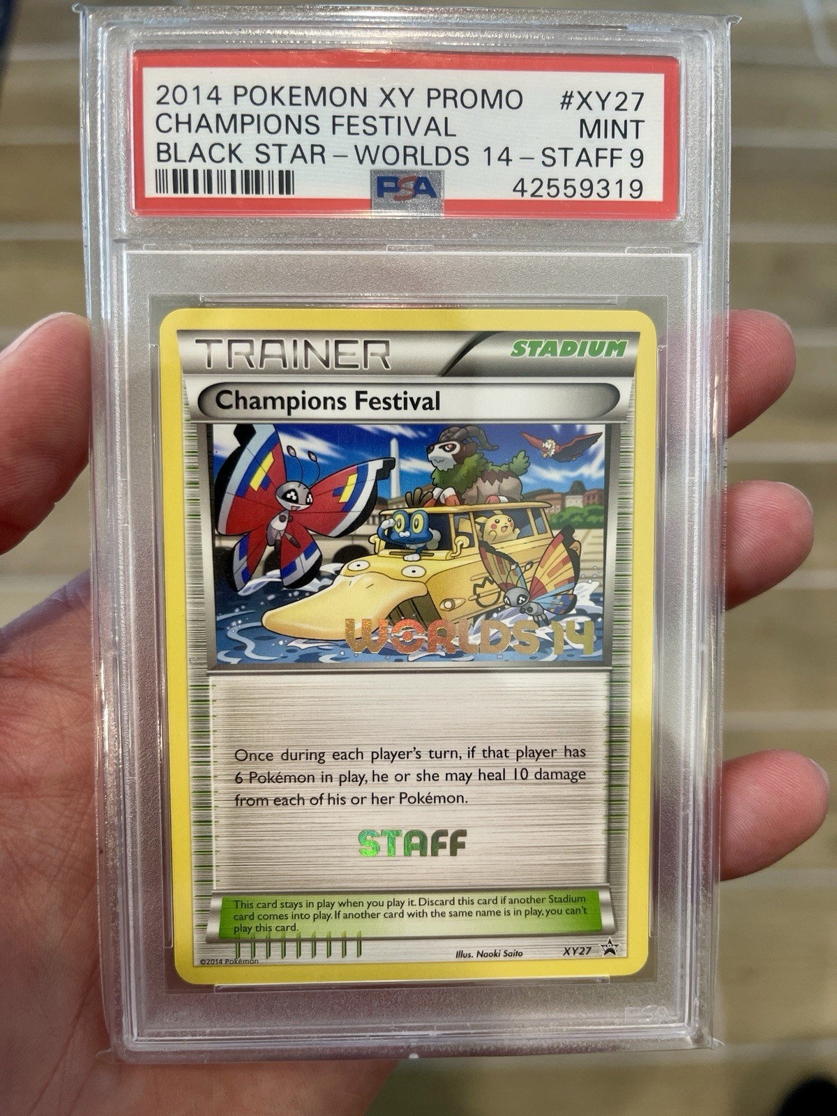 Pokemon 2014 Champions Festival STAFF PSA 9 Mint World Championship Card XY27