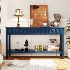 60" Modern Entryway Table Fir Veneer Console Table With Storage Drawers Shelf