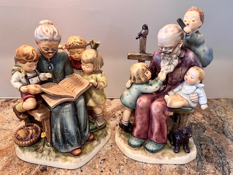  Set of Goebel Hummel Figurines #620 "A Story From Grandma", #621 "At Grandpa's"