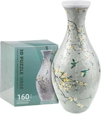 3D Puzzle Vase for Adults, 160 Pieces Plastic DIY Unique Puzzle Flower Vase, Cra