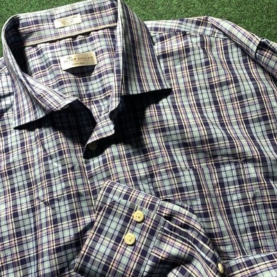 Peter Millar Shirt Mens XXL Button Down Crown Ease Plaid Cotton Long Sleeve