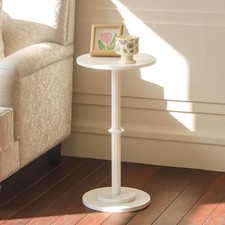 Drink Table, Small Side Table for Small Spaces, Modern Round End Table with F...