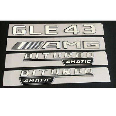 Mercedes Benz GLE43 AMG BITURBO 4MATIC Chrom Kotflügel Aufkleber Emblem Heck