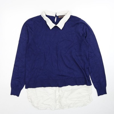 QED London Damen Pullover Pulli blau Kragen Viskose Größe L - 2 Stück