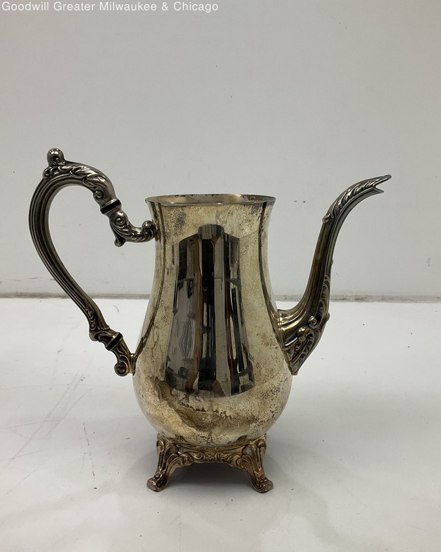Vintage Oneida Silver-Plated 9.5in Footed Metal Tea/Coffee Pot