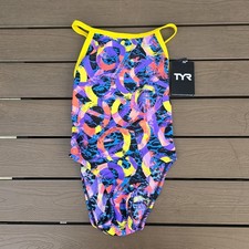 TYR Women's Enso Blue/purple Diamondfit Swimsuit Size 28 New