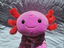Build A Bear Pink Valentine Axolotl Plush Red With Pink Sparkles w/heart hoodie