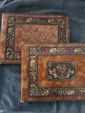 Lot Of 2 VTG Leather The Hecht Made In Italy Photo Album Scrapbooks Embossed